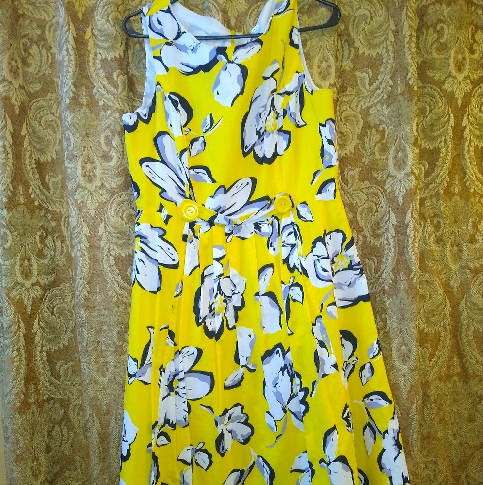 Women's Amanda Lane Bold Yellow Floral Midi Dress